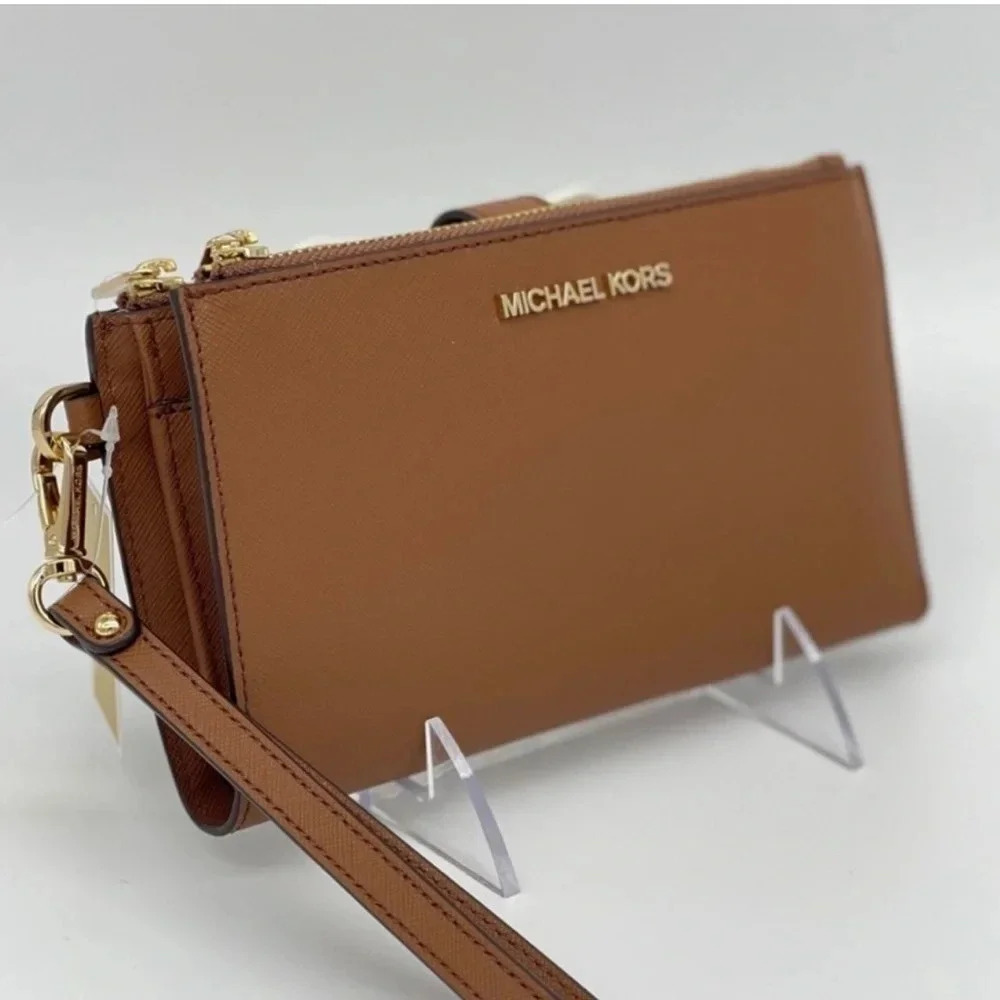 Michael Kors Double Zip Wallet Wristlet Brown/Gold (NWT) - Picture 3 of 11